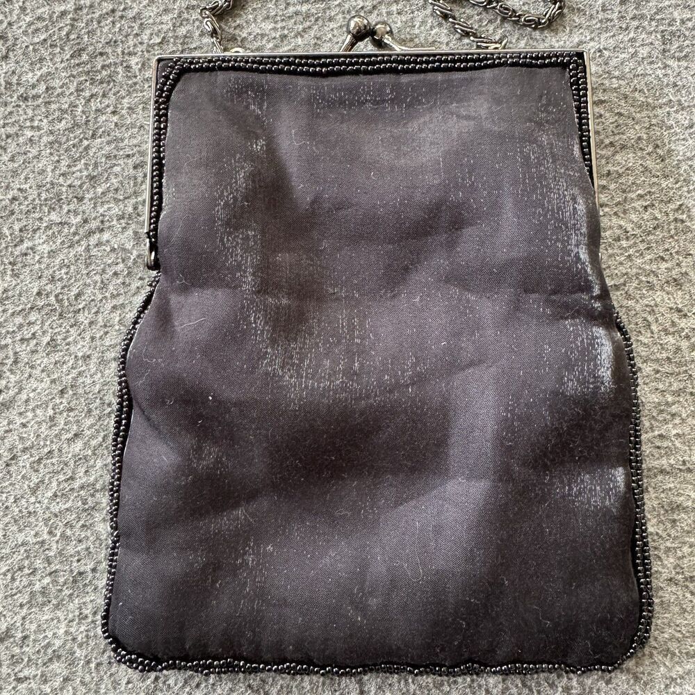 Hillard and Hanson Beaded Purse Small Bag Black Body Vintage 5x7” - Picture 2 of 6
